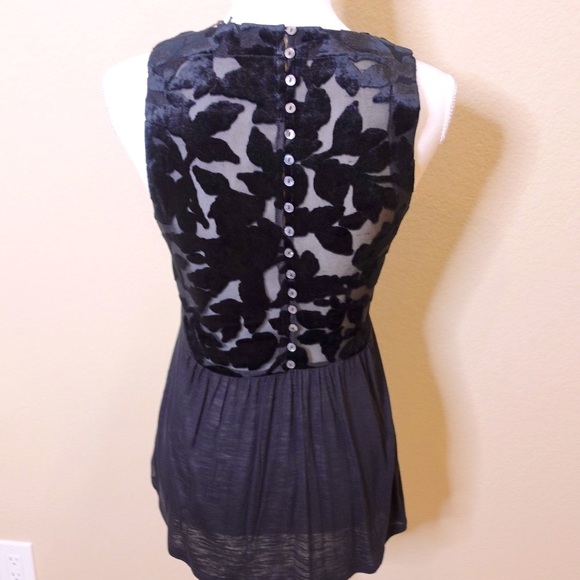 NEW Lucky Brand Black Burnout Velvet Tank Top Size S - Picture 2 of 13